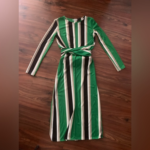Zara | Dresses | Zara Striped Dress Green And Brown